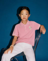 Gini and Jony Girls Peach Applique Cotton Half Sleeves Polo Top 4-5 Years
