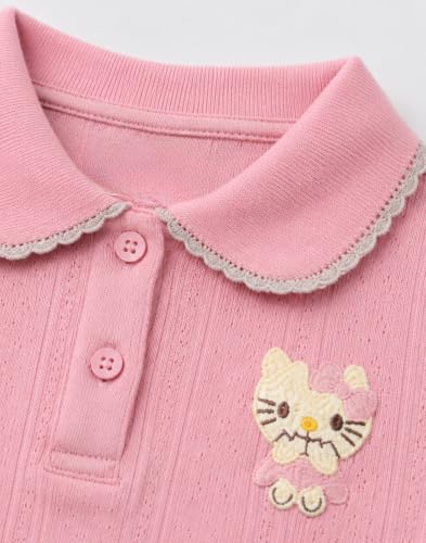 Gini and Jony Girls Peach Applique Cotton Half Sleeves Polo Top 4-5 Years