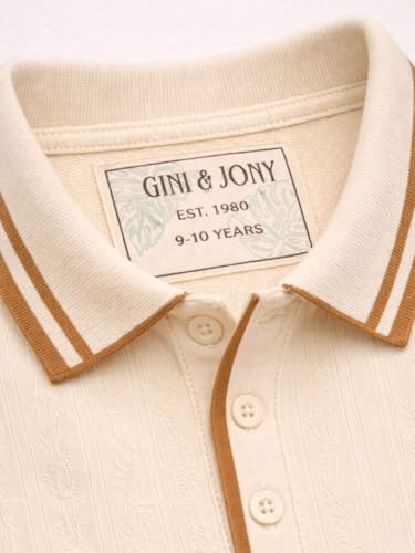 Gini and Jony Girls White Applique Cotton Polo Top Half Sleeves