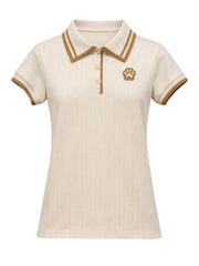 Gini and Jony Girls White Applique Cotton Polo Top Half Sleeves