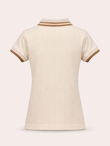 Gini and Jony Girls White Applique Cotton Polo Top Half Sleeves