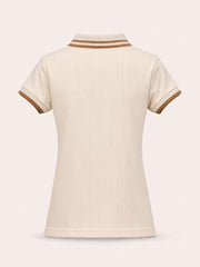 Gini and Jony Girls White Applique Cotton Polo Top Half Sleeves