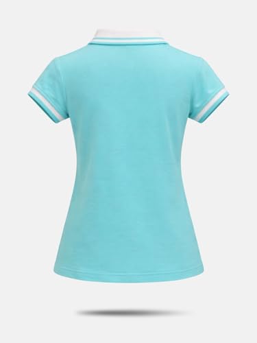 Gini and Jony Girls Turquoise Applique Cotton Polo Top Half Sleeves