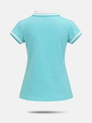 Gini and Jony Girls Turquoise Applique Cotton Polo Top Half Sleeves