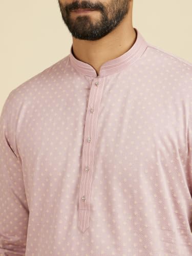 Manyavar Men's Cotton Dotted Print Kurta Set