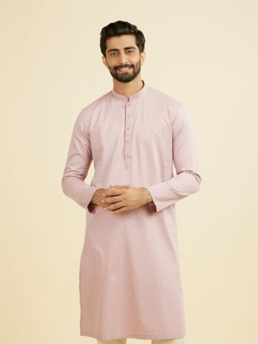 Manyavar Men's Cotton Dotted Print Kurta Set