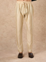 Manyavar Men's Art Silk Self-Textured Knee-Length Kurta Pyjama Set