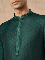 Manyavar Men's Art Silk Self-Textured Knee-Length Kurta Pyjama Set