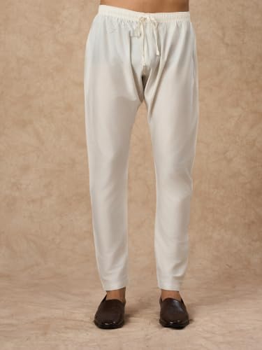 Manyavar Men's Blended Viscose Embroidered Knee-Length Kurta Pyjama Set