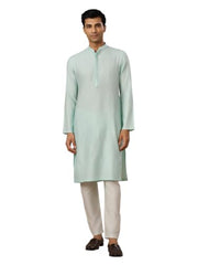 Manyavar Men's Blended Viscose Embroidered Knee-Length Kurta Pyjama Set