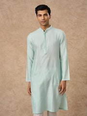 Manyavar Men's Blended Viscose Embroidered Knee-Length Kurta Pyjama Set