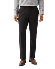 Blackberrys Men Textured Regular Fit Formal Trouser | Viscose Rayon Blend | Clean Front & Cross Pocket | Rust