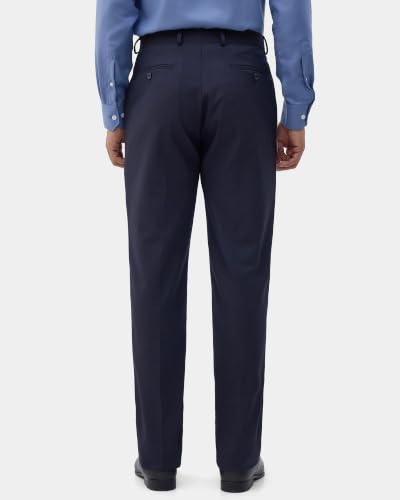 Blackberrys Men Textured Regular Fit Formal Trouser | Viscose Rayon Blend | Clean Front & Cross Pocket | Navy