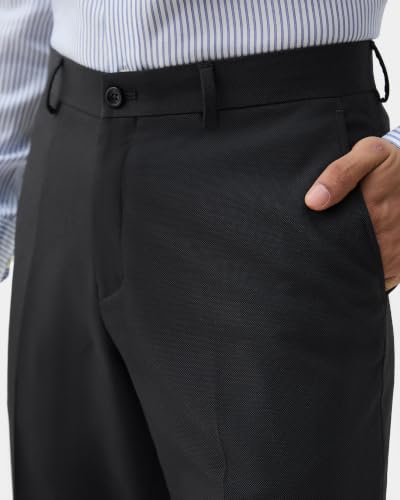 Blackberrys Men Textured Regular Fit Formal Trouser | Viscose Rayon Blend | Clean Front & Cross Pocket | Charcoal