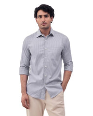 Blackberrys Men Micro Geometric Slim Fit Formal Shirt | 100% Cotton | Breathable | Grey