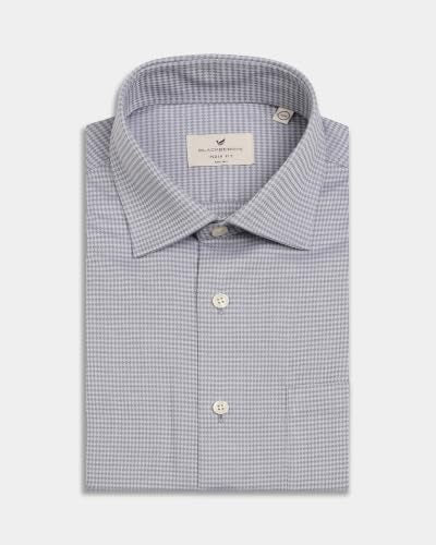 Blackberrys Men Micro Geometric Slim Fit Formal Shirt | 100% Cotton | Breathable | Grey