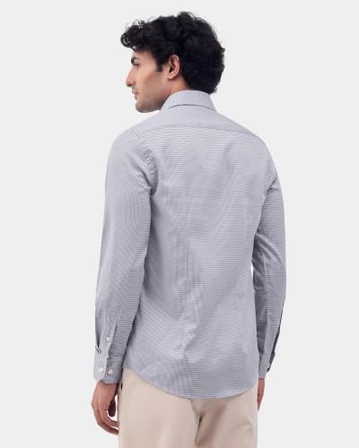 Blackberrys Men Micro Geometric Slim Fit Formal Shirt | 100% Cotton | Breathable | Grey