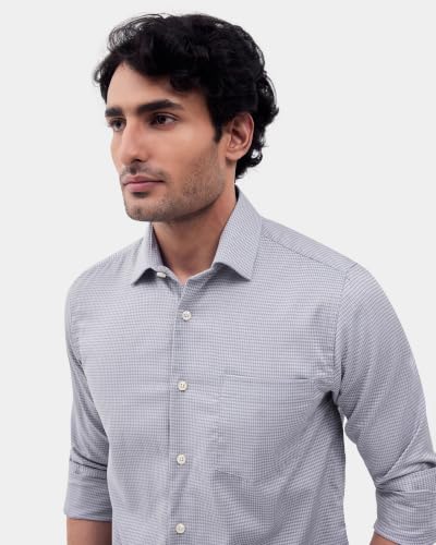 Blackberrys Men Micro Geometric Slim Fit Formal Shirt | 100% Cotton | Breathable | Grey