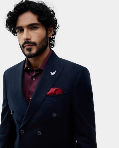 Blackberrys Men Textured Slim Fit Blazer| Dobby Woven Texture Navy Blue
