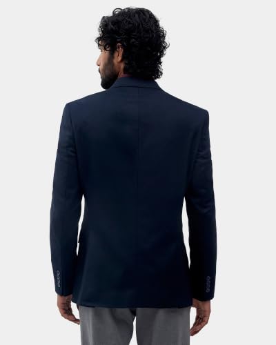 Blackberrys Men Textured Slim Fit Blazer| Dobby Woven Texture Navy Blue