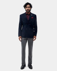 Blackberrys Men Textured Slim Fit Blazer| Dobby Woven Texture Navy Blue