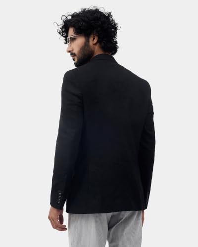 Blackberrys Men Textured Slim Fit Blazer| Dobby Woven Texture Black