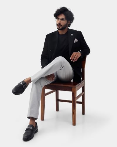 Blackberrys Men Textured Slim Fit Blazer| Dobby Woven Texture Black