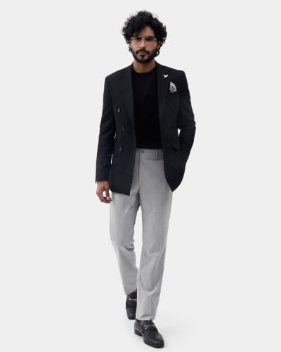 Blackberrys Men Textured Slim Fit Blazer| Dobby Woven Texture Black