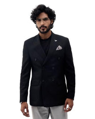 Blackberrys Men Textured Slim Fit Blazer| Dobby Woven Texture Black
