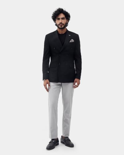 Blackberrys Men Textured Slim Fit Blazer| Dobby Woven Texture Black
