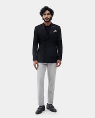 Blackberrys Men Textured Slim Fit Blazer| Dobby Woven Texture Black