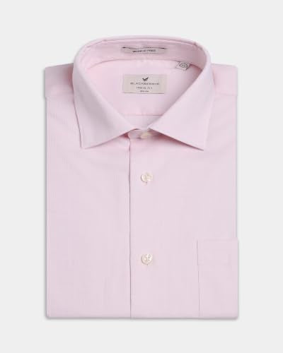 Blackberrys Men Textured Slim Fit Formal Shirt | 100% Cotton | Wrinkle Resistant | Wrinkle Free | Light Pink