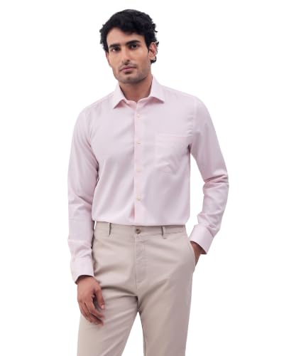Blackberrys Men Textured Slim Fit Formal Shirt | 100% Cotton | Wrinkle Resistant | Wrinkle Free | Light Pink