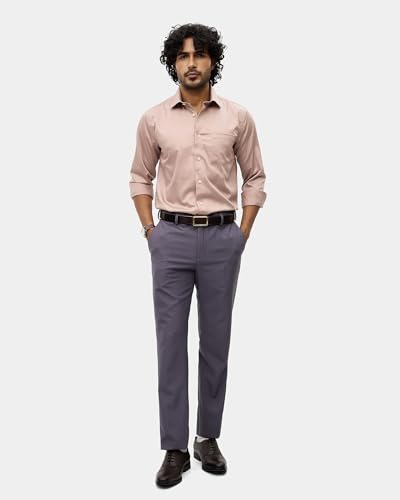 Blackberrys Men's Mauve Solid Regular-Fit Shirts |Office Wear