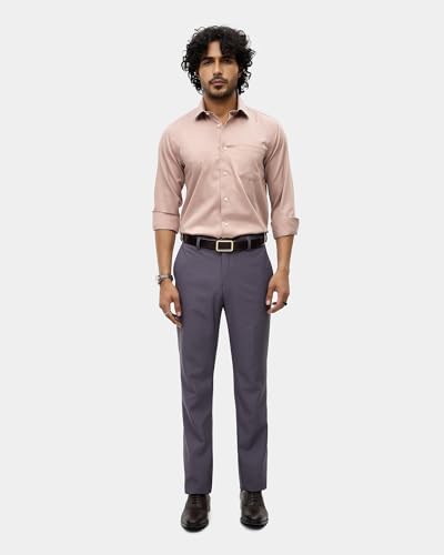 Blackberrys Men's Mauve Solid Regular-Fit Shirts |Office Wear