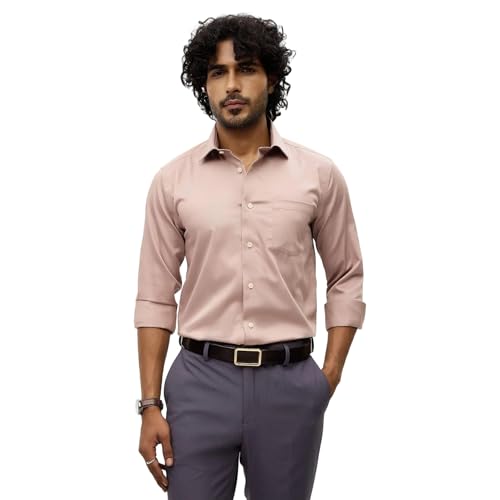 Blackberrys Men's Mauve Solid Regular-Fit Shirts |Office Wear