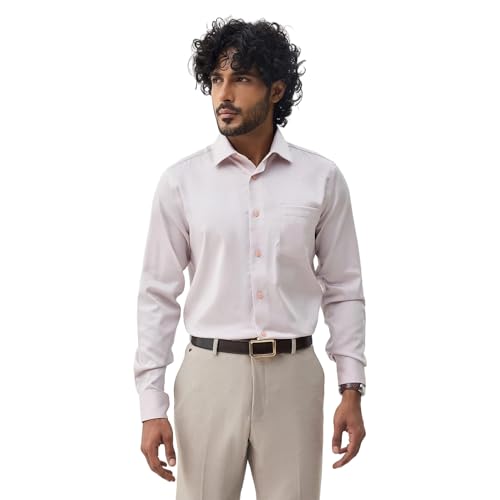 Blackberrys Men's Solid Light Pink Slim-Fit Shirts |Formal Wear