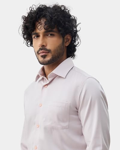 Blackberrys Men's Solid Light Pink Slim-Fit Shirts |Formal Wear