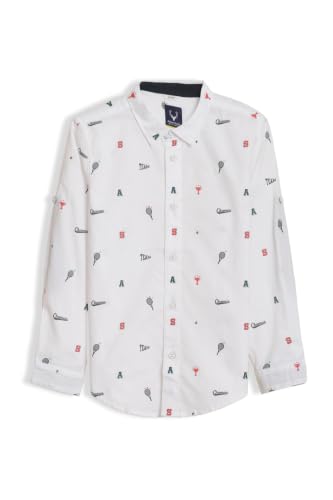 Allen Solly Boys White Slim Fit Print Casual Shirt
