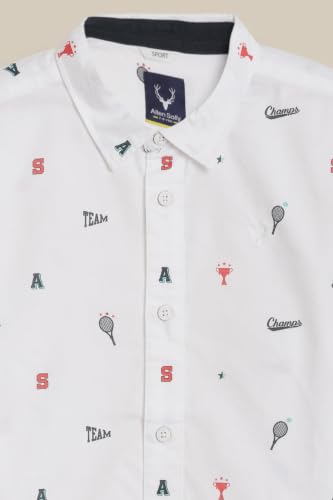 Allen Solly Boys White Slim Fit Print Casual Shirt