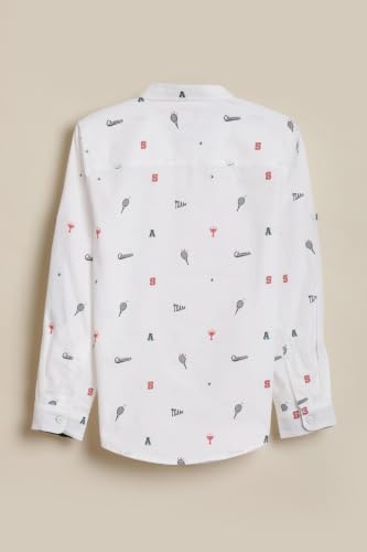 Allen Solly Boys White Slim Fit Print Casual Shirt
