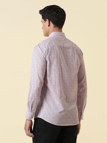 Men Lilac Classic Fit Print Full Sleeves Casual Shirt