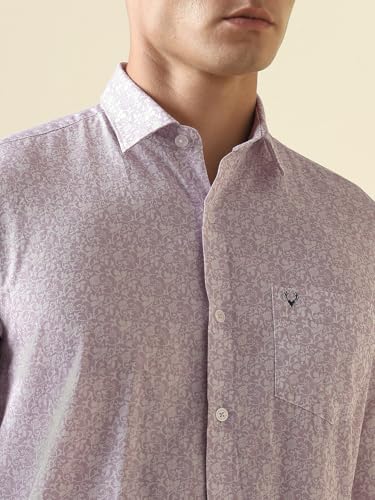 Men Lilac Classic Fit Print Full Sleeves Casual Shirt