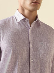 Men Lilac Classic Fit Print Full Sleeves Casual Shirt