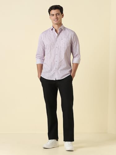 Men Lilac Classic Fit Print Full Sleeves Casual Shirt