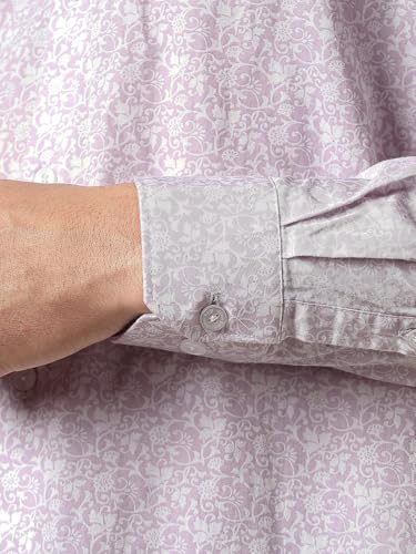 Men Lilac Classic Fit Print Full Sleeves Casual Shirt