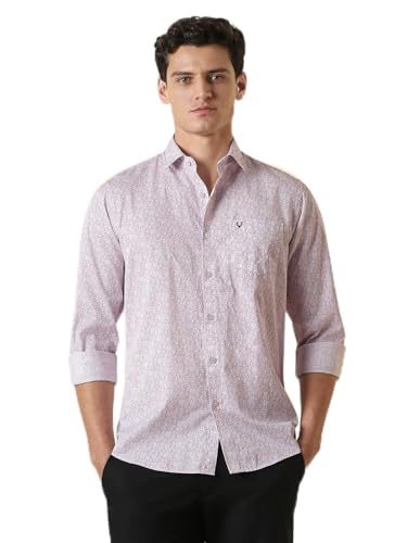 Men Lilac Classic Fit Print Full Sleeves Casual Shirt