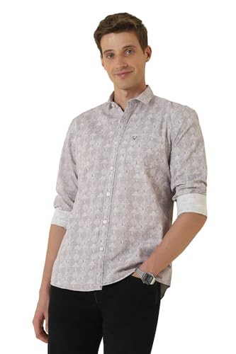 Men Pink Custom Fit Print Full Sleeves Casual Shirt