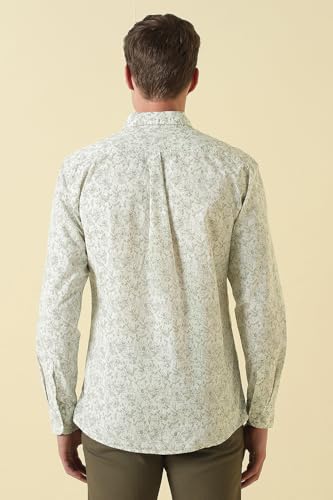 Men White Custom Fit Print Full Sleeves Casual Shirt