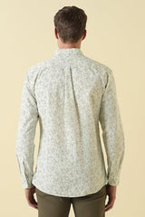 Men White Custom Fit Print Full Sleeves Casual Shirt